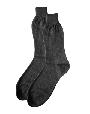 Men pure wool socks plain design Black